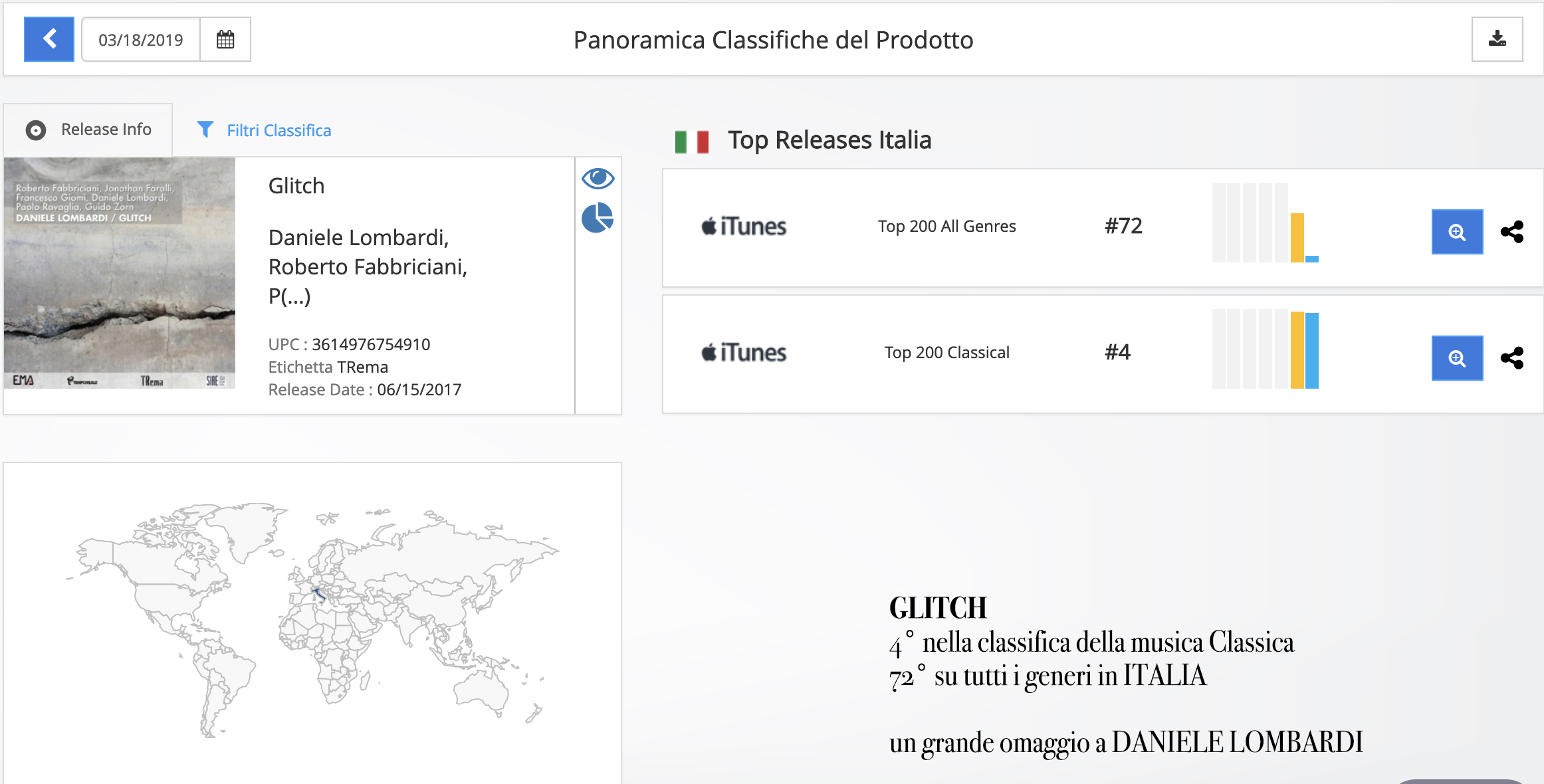 Glitch di Daniele Lombardi 4° nella classifica Musica Classica ITALIA